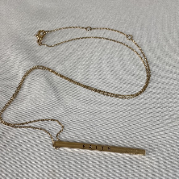 Dainty Goldtone Faith bar necklace - Picture 5 of 6
